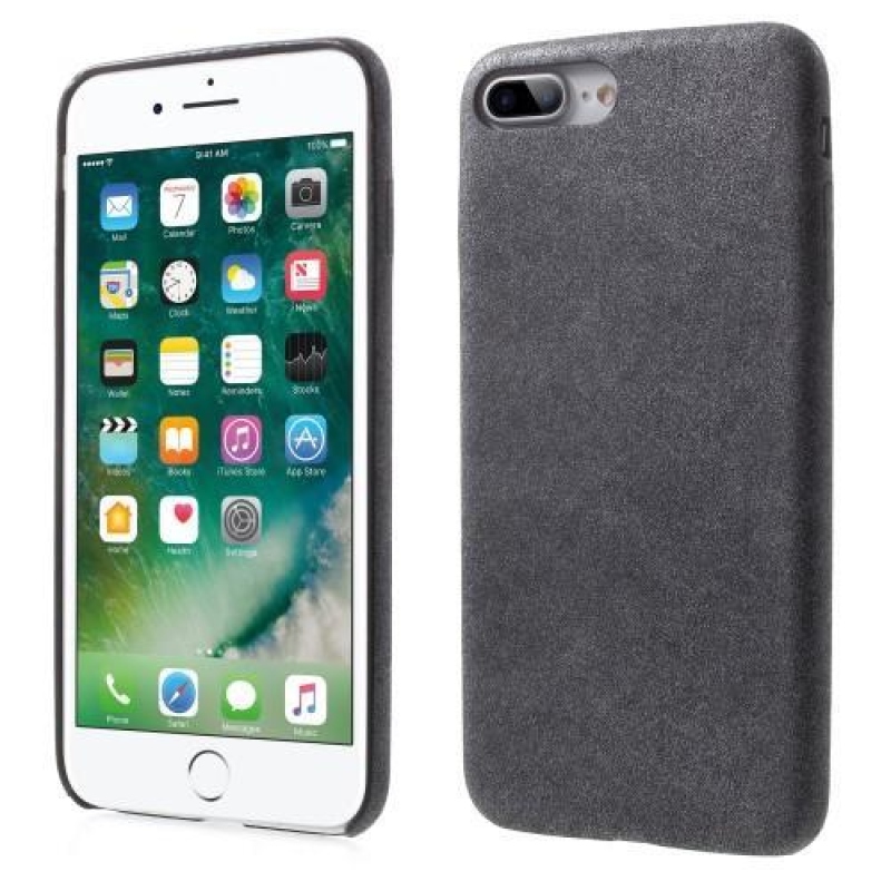 Lethy plastový obal se zády z PU kůže na iPhone 7 Plus a iPhone 8 Plus - šedý