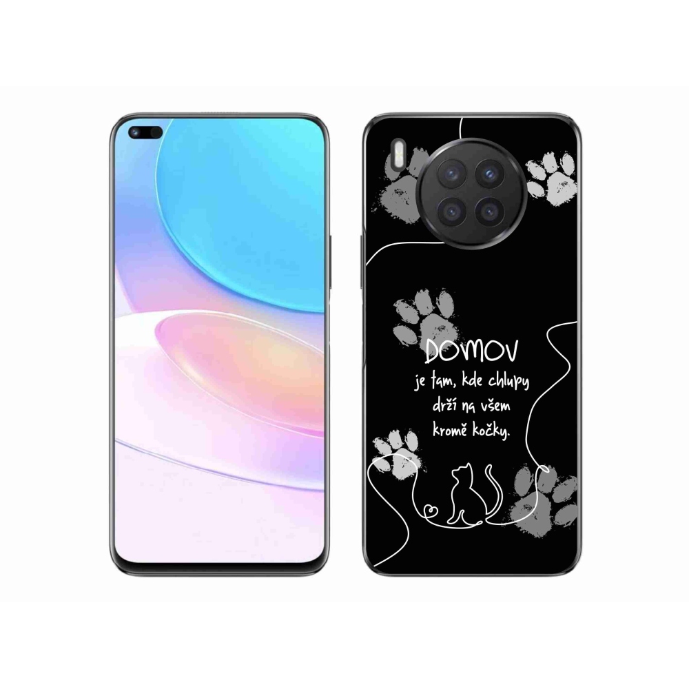 Gelový kryt mmCase na Huawei Nova 8i - kočičí motiv černé pozadí