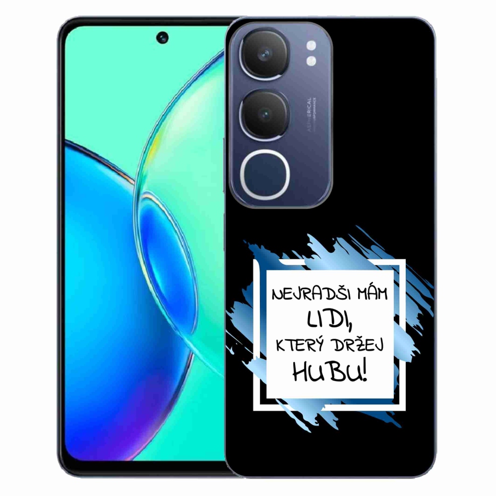 Gelový kryt mmCase na Vivo Y19s - vtipný text 7 bíločerné pozadí
