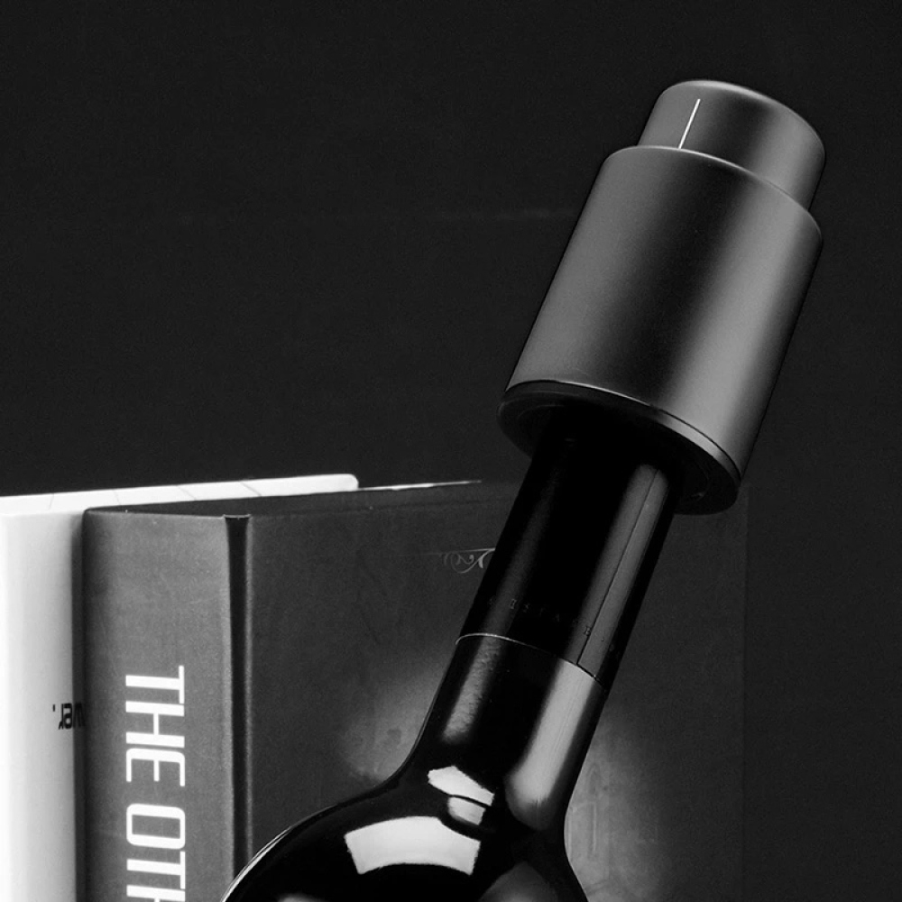 Uzávěr na víno a prosecco s ukazatelem data – černý