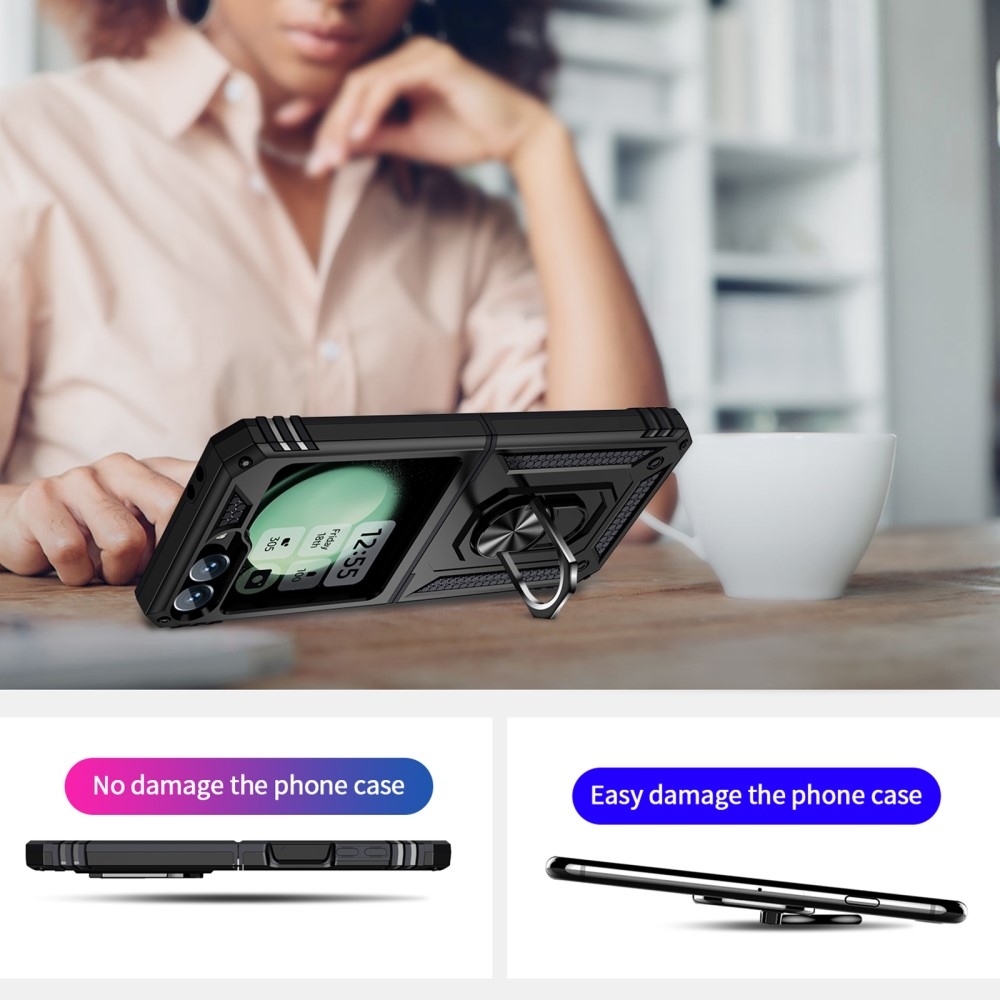 Ring odolný kryt na Samsung Galaxy Z Flip6 5G - černý