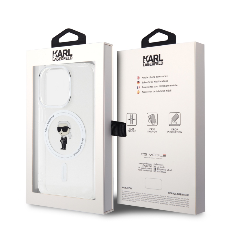 Karl Lagerfeld IML Ikonik MagSafe Zadní Kryt pro iPhone 15 Pro - průhledný