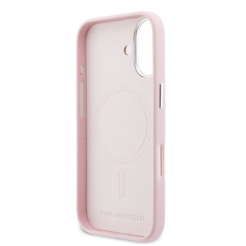 Karl Lagerfeld PU Karl and Choupette Heads Pins MagSafe Zadní Kryt pro iPhone 17 Pink