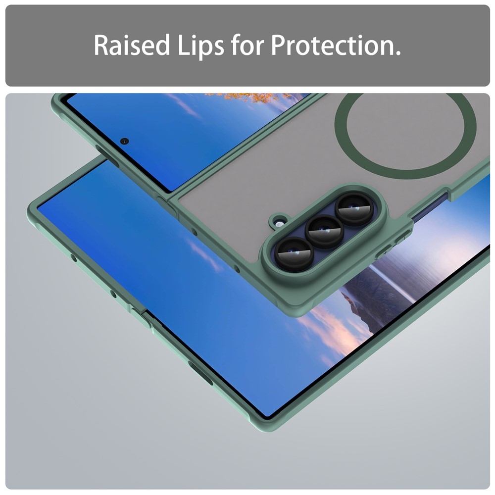 Case matný gelový obal s MagSafe na Samsung Galaxy Z Fold7 5G - zelený