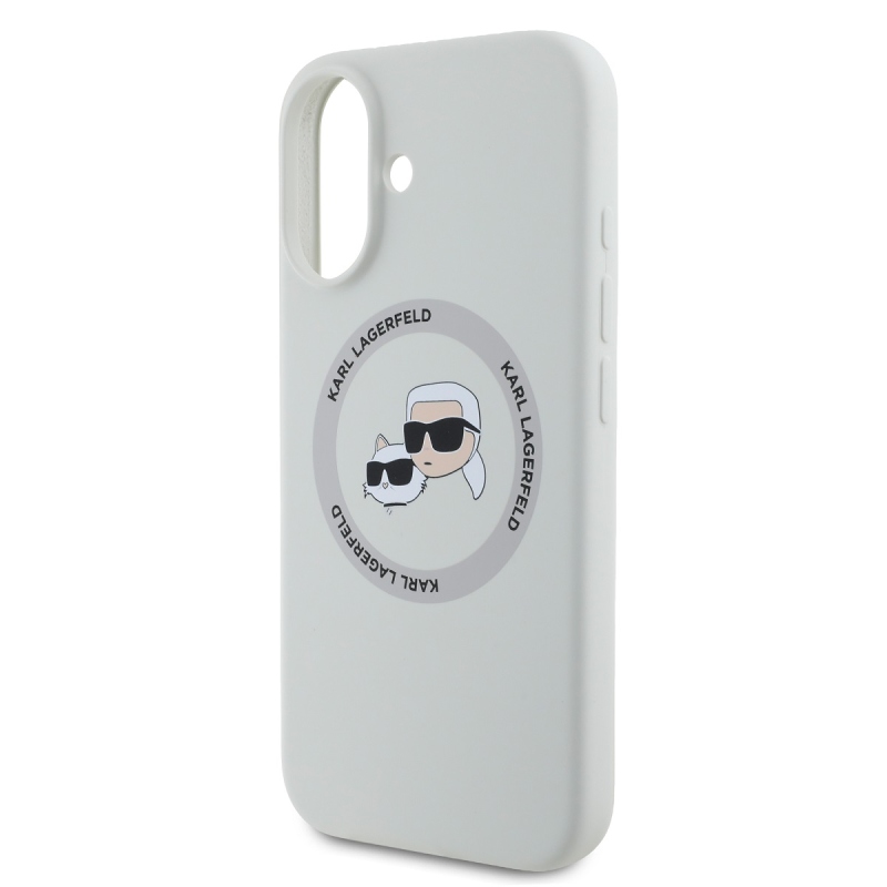 Karl Lagerfeld Liquid Silicone K&CH Heads MagSafe Zadní Kryt pro iPhone 16 Beige