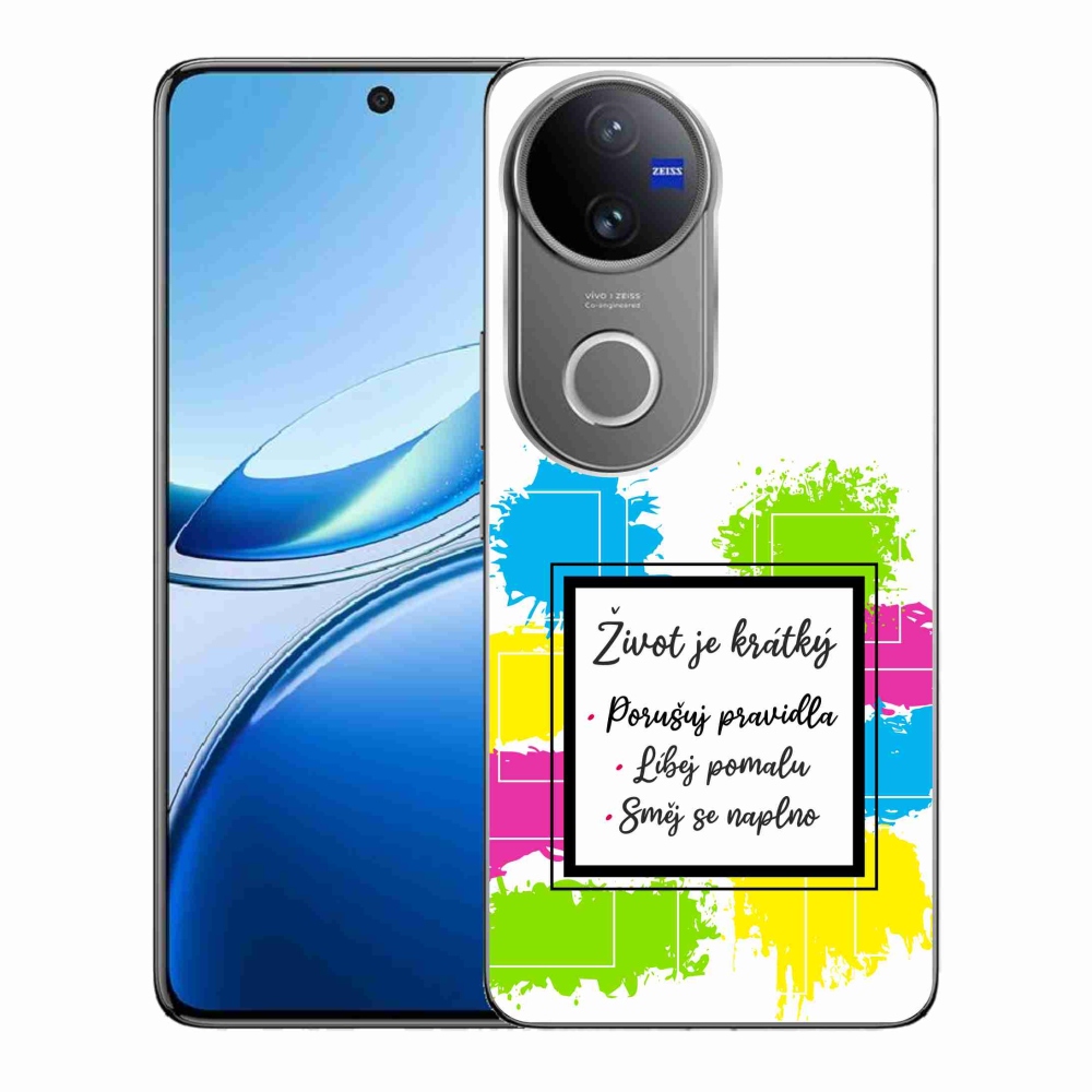 Gelový kryt mmCase na Vivo V50 5G - citát 5 bílé pozadí