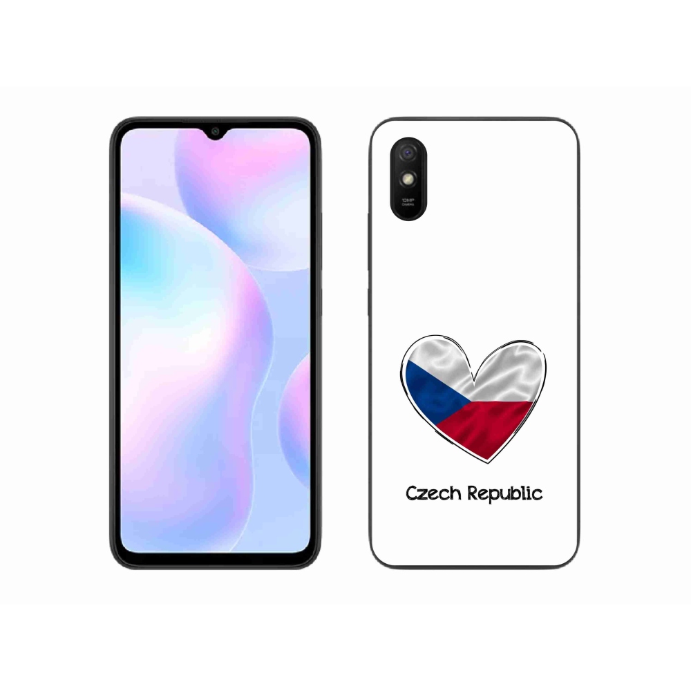 Gelový kryt mmCase na Xiaomi Redmi 9A - vlajka srdce bílé pozadí