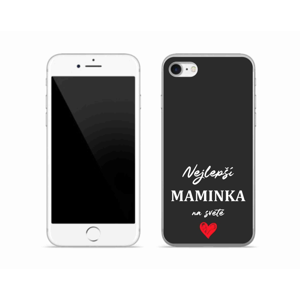 Gelový kryt mmCase na iPhone SE (2022) - nejlepší maminka 1 černé pozadí