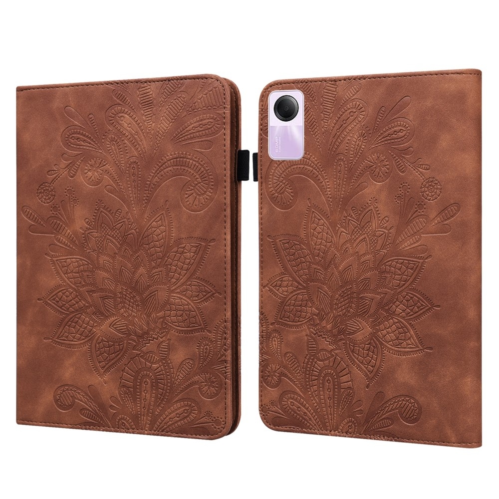 Flower zavírací pouzdro na Xiaomi Redmi Pad SE - hnědé