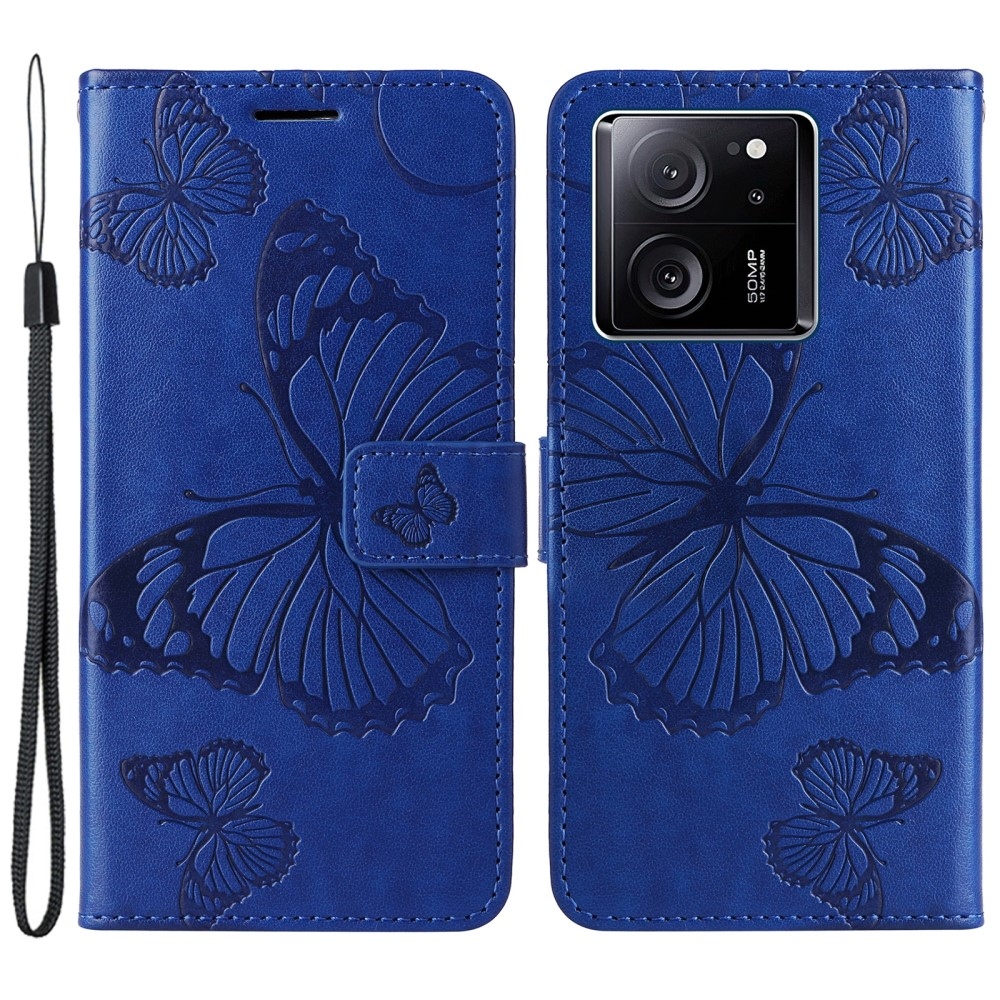 Big butterfly knížkové pouzdro na Xiaomi 13T/13T Pro - modré