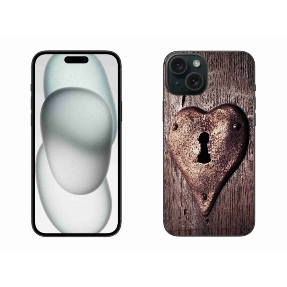 Gelový kryt mmCase na iPhone 15 Plus - zámek ve tvaru srdce