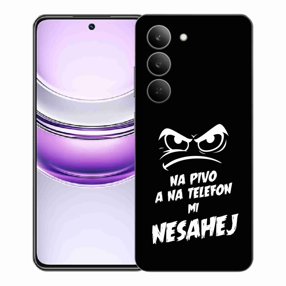 Gelový kryt mmCase na Realme 14x 5G - pivní motiv 2 černé pozadí