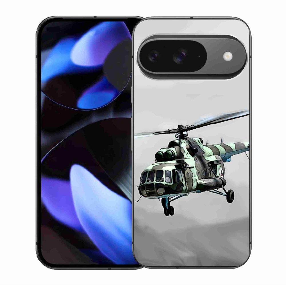 Gelový kryt mmCase na Google Pixel 9/9 Pro - vojenský vrtulník