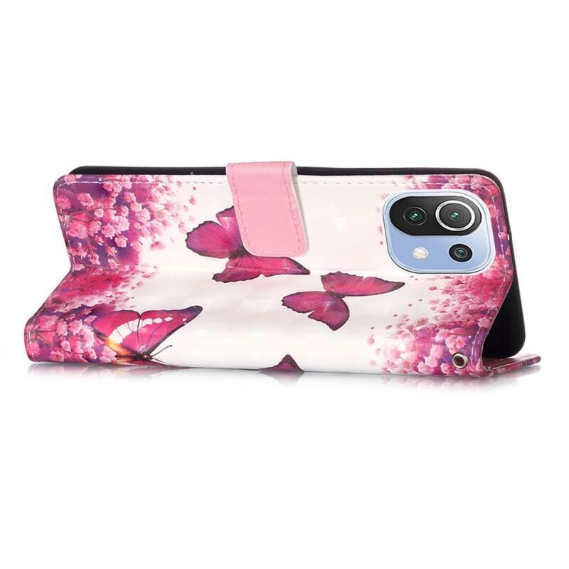 Light peněženkové pouzdro na mobil Xiaomi Mi 11 Lite 5G/4G/11 Lite 5G NE - růžoví motýli