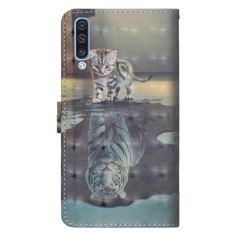 Light peněženkové pouzdro pro mobil Samsung Galaxy A50/A30s - kotě a odraz tygra
