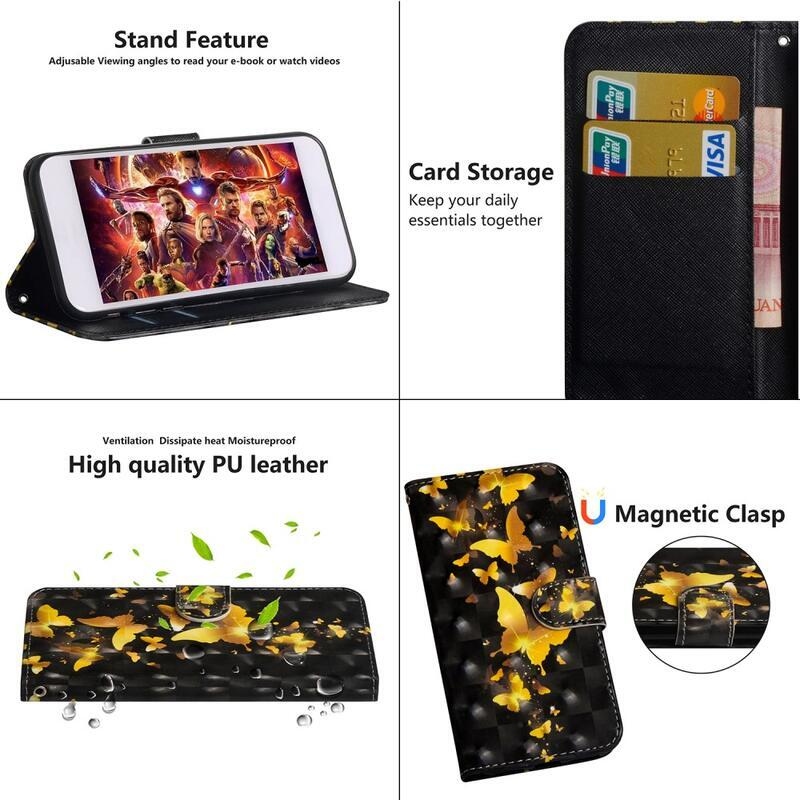 Light peněženkové pouzdro pro mobil Samsung Galaxy A50/A30s - zlatí motýli