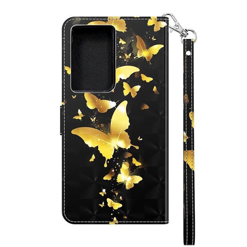 Print peněženkové pouzdro pro mobil Samsung Galaxy S21 Ultra 5G - zlatí motýli