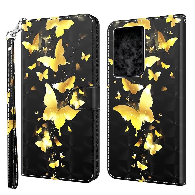 Light peněženkové pouzdro pro mobil Samsung Galaxy S21 Ultra 5G - zlatí motýli