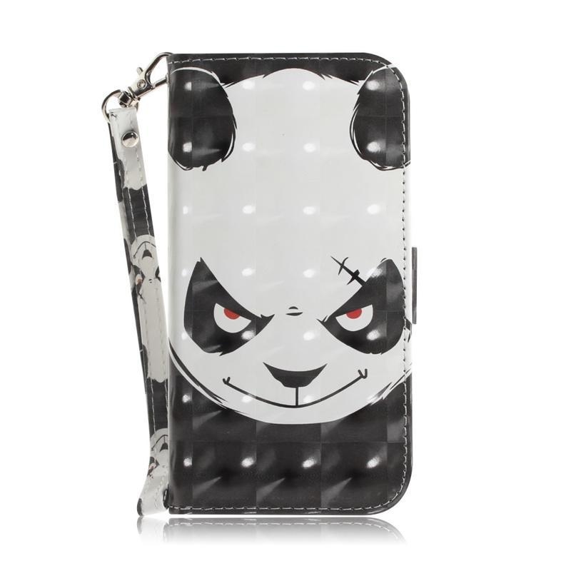 Light PU kožené peněženkové pouzdro na mobil Huawei P40 Pro - naštvaná panda