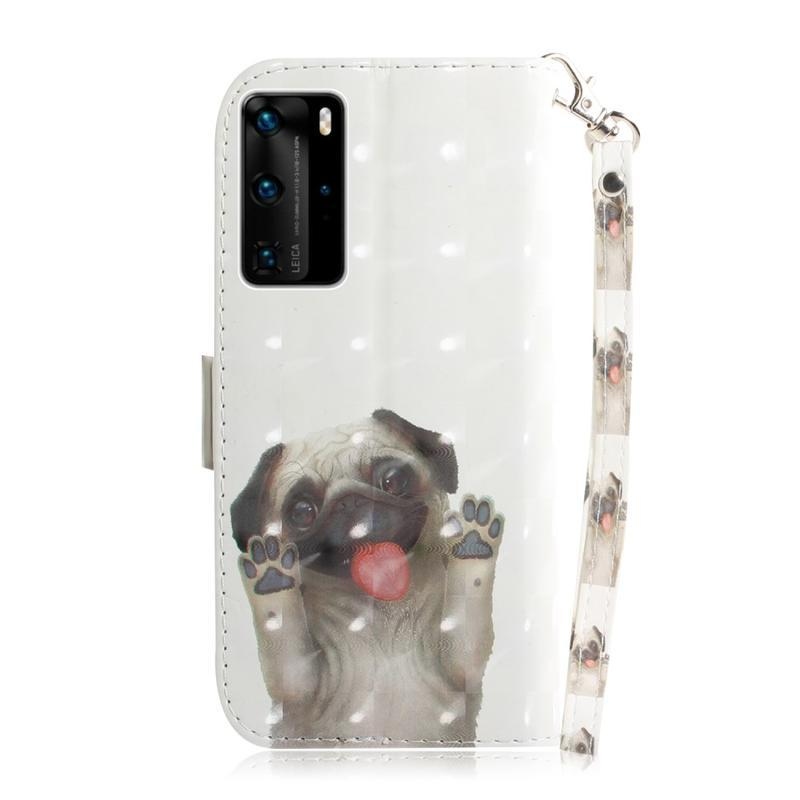 Light PU kožené peněženkové pouzdro na mobil Huawei P40 Pro - pes