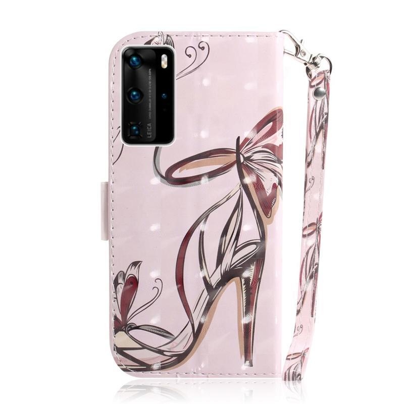 Light PU kožené peněženkové pouzdro na mobil Huawei P40 Pro - vysoký podpatek