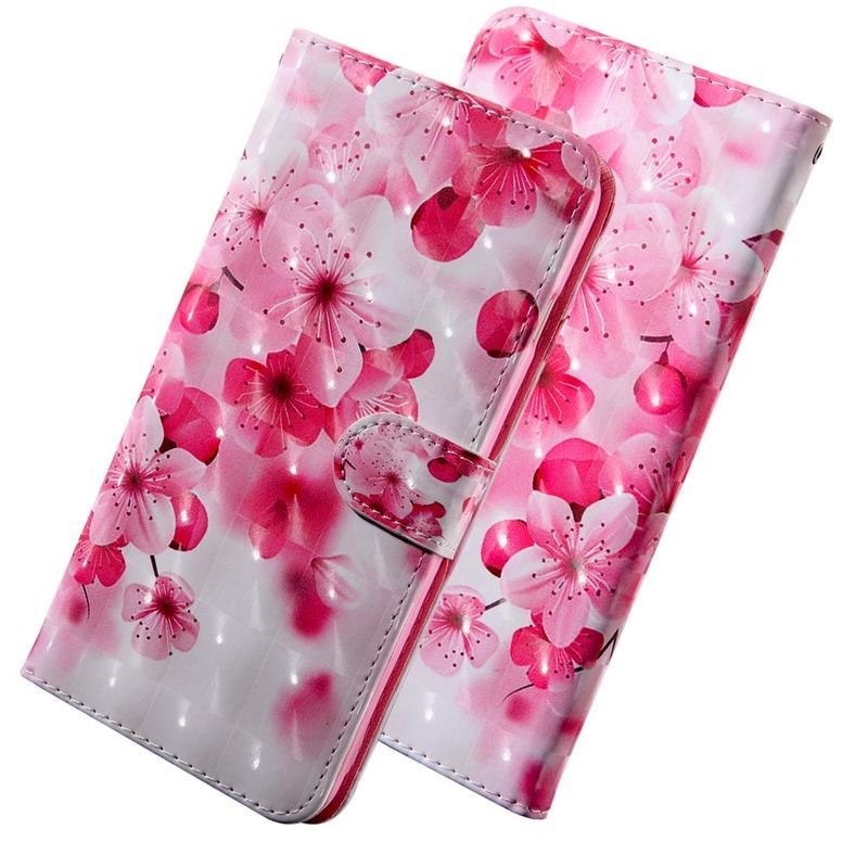 Light PU kožené peněženkové pouzdro na mobil iPhone 12 mini - broskvový květ
