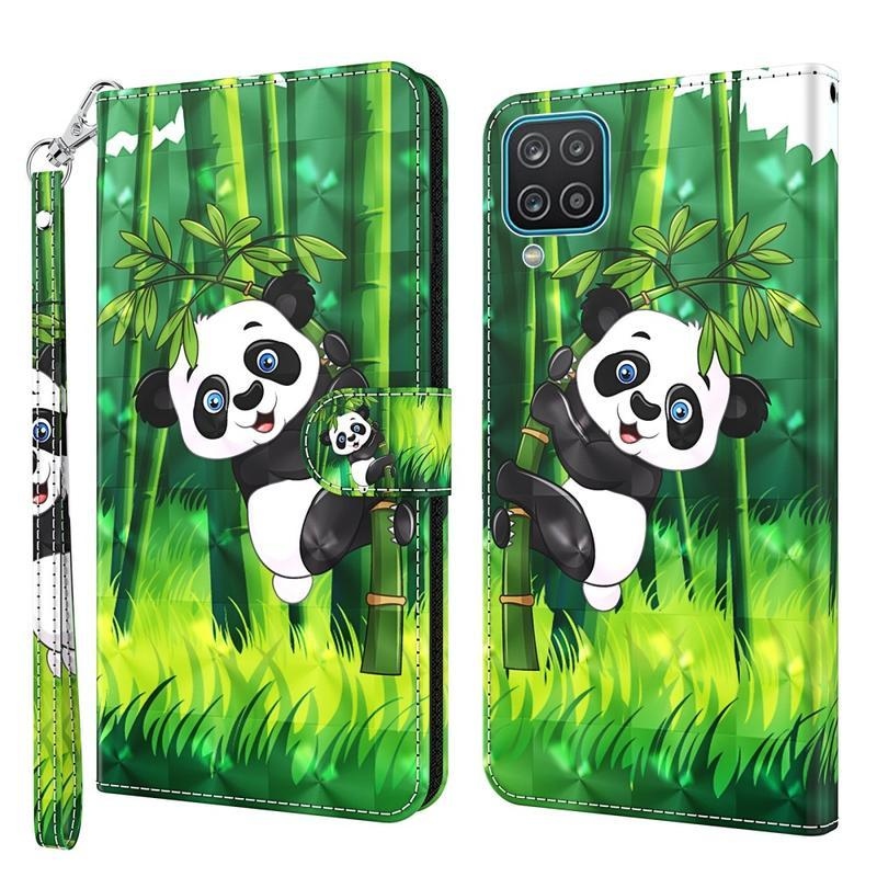 Light PU kožené peněženkové pouzdro na mobil Samsung Galaxy A12/M12 - panda