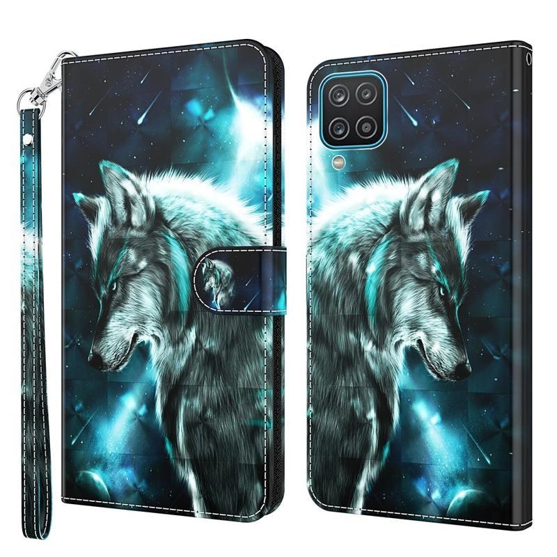 Light PU kožené peněženkové pouzdro na mobil Samsung Galaxy A12/M12 - vlk