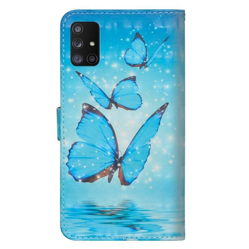 Light PU kožené peněženkové pouzdro na mobil Samsung Galaxy M31s - modrý motýl