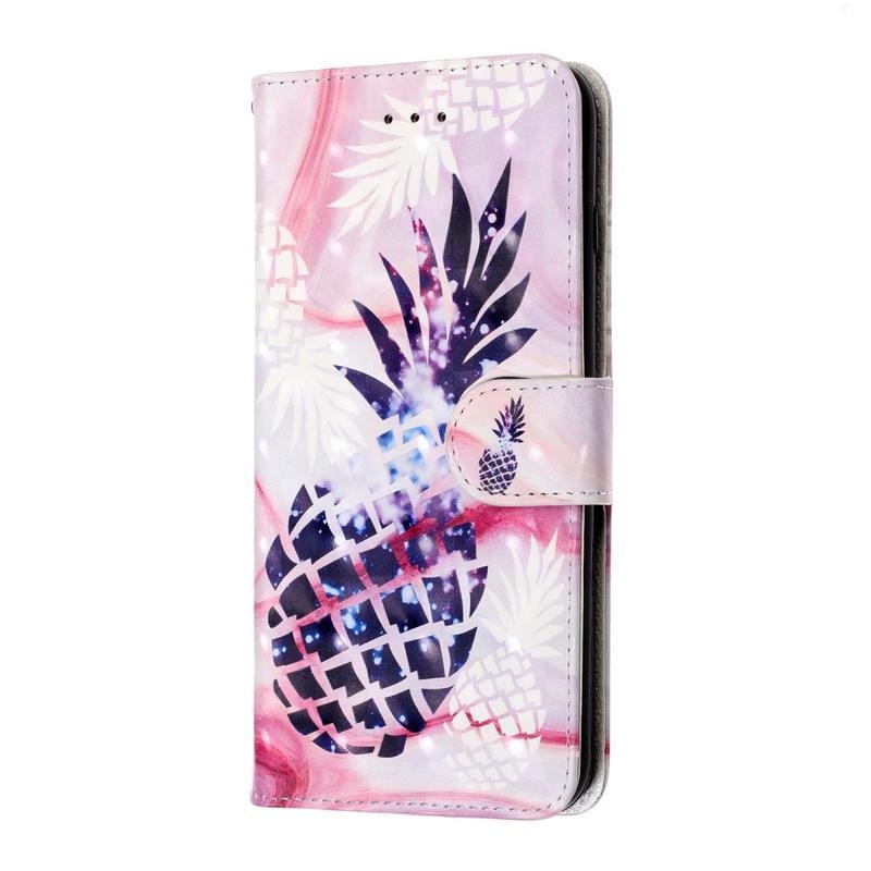 Light PU kožené peněženkové pouzdro na mobil Samsung Galaxy S20 Ultra - ananas