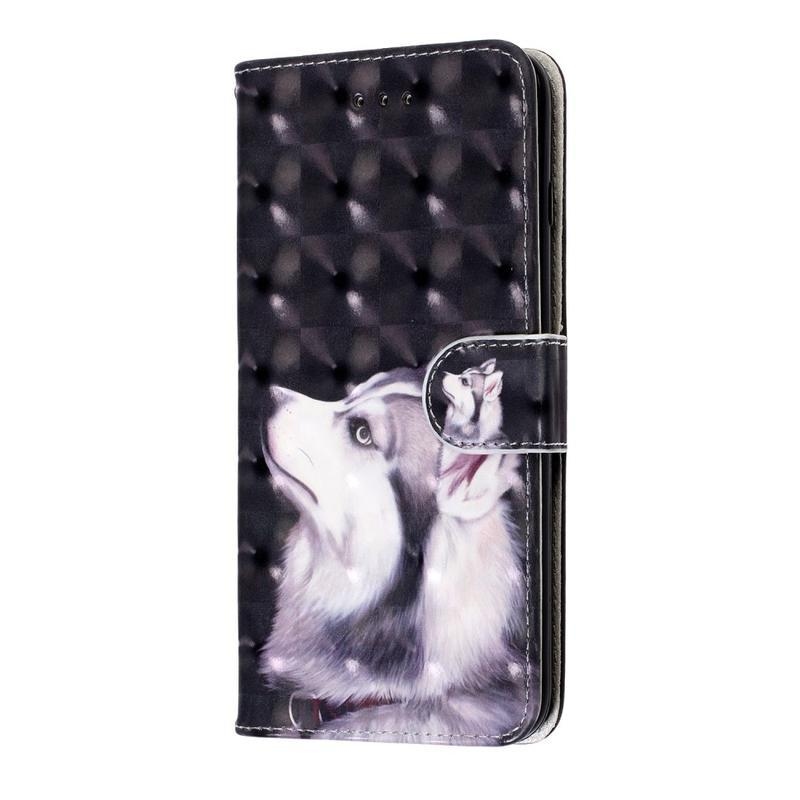 Light PU kožené peněženkové pouzdro na mobil Samsung Galaxy S20 Ultra - bílý vlk
