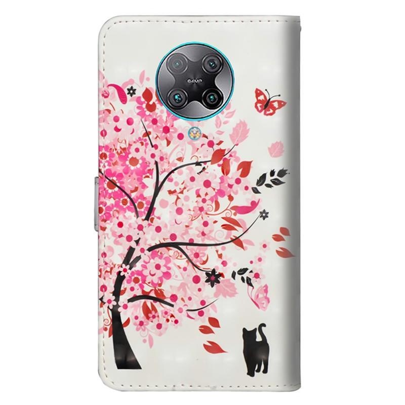 Light PU kožené peněženkové pouzdro na mobil Xiaomi Poco F2 Pro - rozkvetlý strom