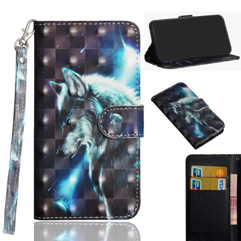 Light PU kožené peněženkové pouzdro na mobil Xiaomi Redmi Note 8 Pro - vlk
