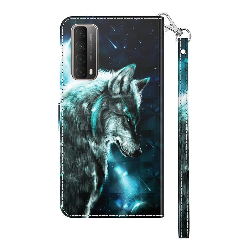Light PU kožené peněženkové pouzdro pro mobil Huawei P Smart (2021) - vlk
