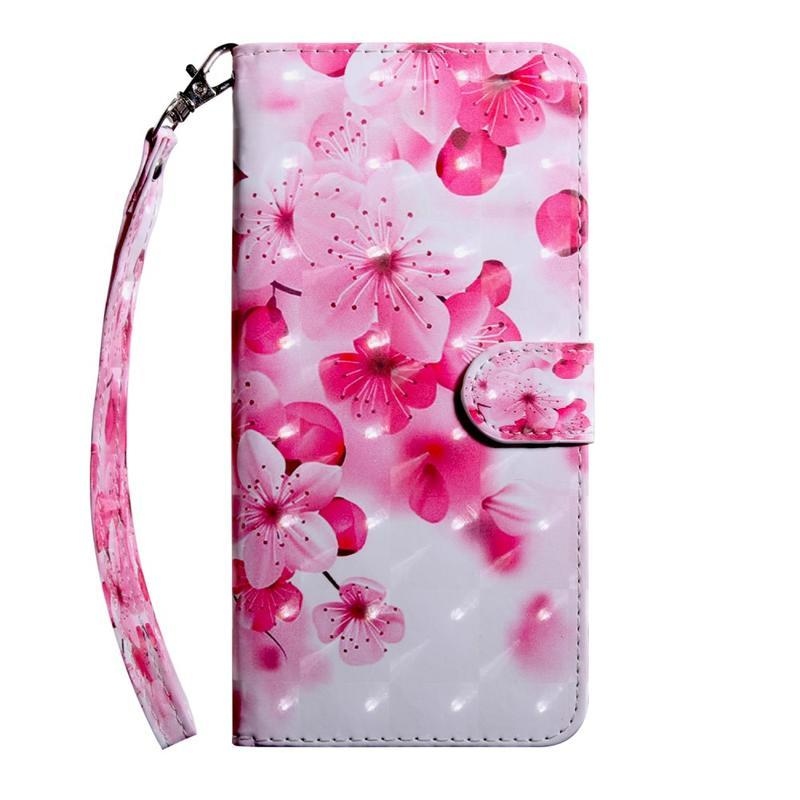 Light PU kožené peněženkové pouzdro pro mobil Samsung Galaxy A71 - květ broskve