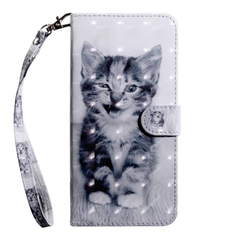 Light PU kožené peněženkové pouzdro pro mobil Samsung Galaxy A71 - roztomilá kočka