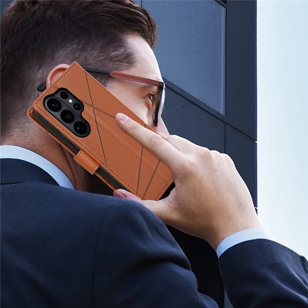 Line knížkové pouzdro na Samsung Galaxy S26 Ultra - hnědé