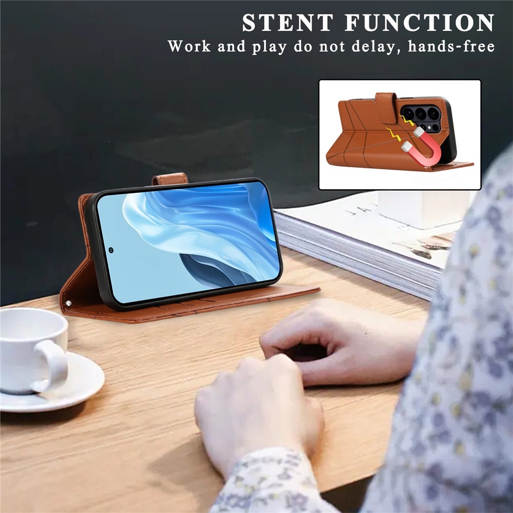 Line knížkové pouzdro na Samsung Galaxy S26 Ultra - hnědé