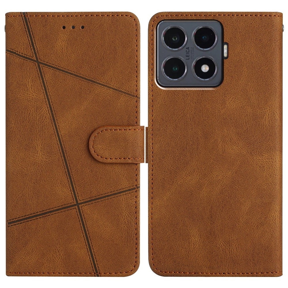 Line knížkové pouzdro na Xiaomi 15T Pro - hnědé