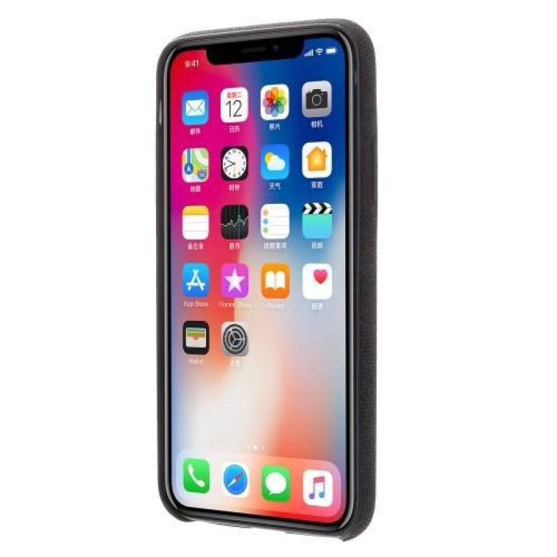 Line plastový obal potažený PU kůží na Phone X - černý