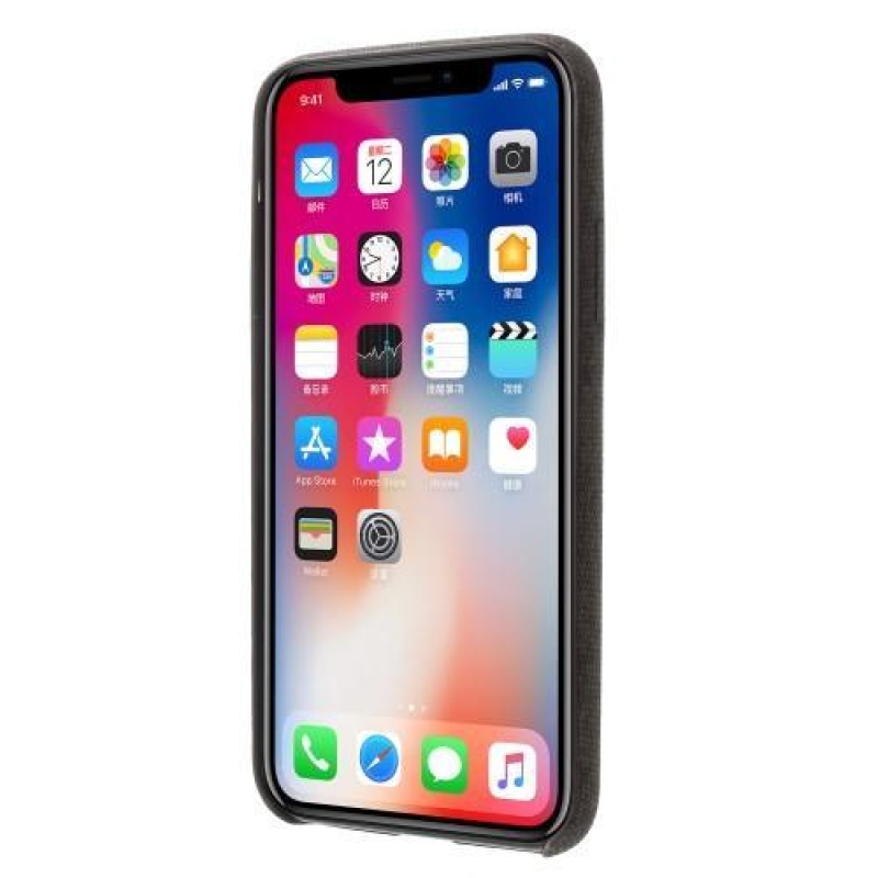 Line plastový obal potažený PU kůží na Phone X - coffee