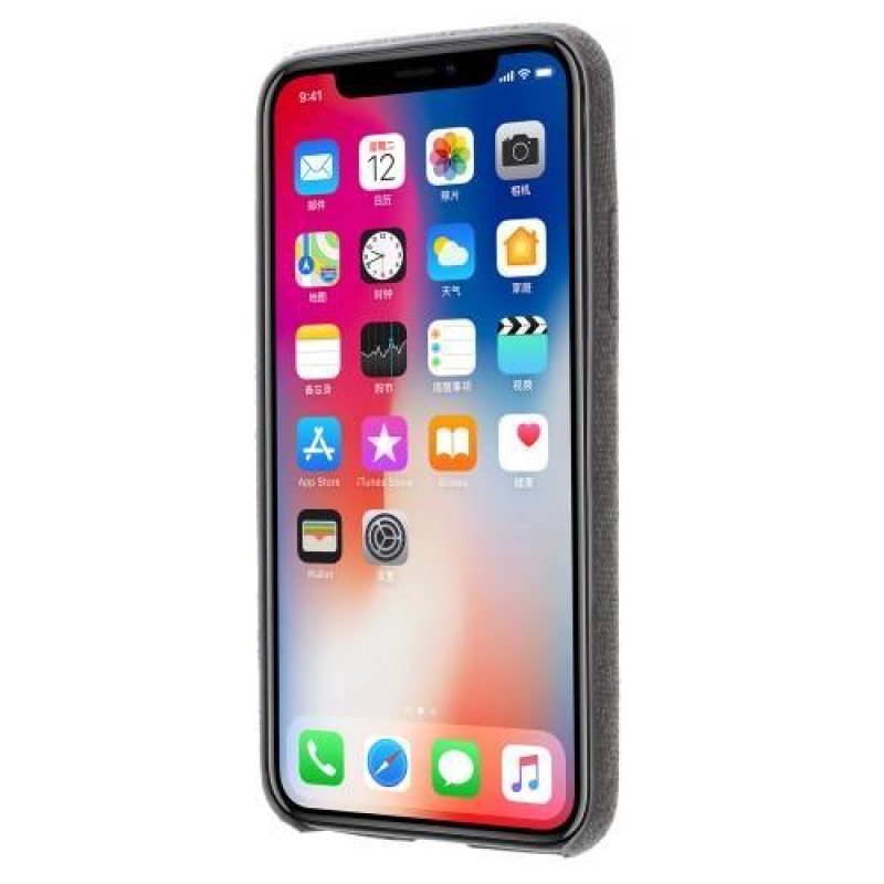 Line plastový obal potažený PU kůží na Phone X - světle šedý