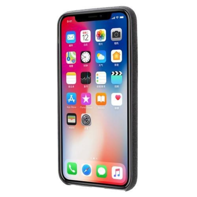 Line plastový obal potažený PU kůží na Phone X - tmavě šedý