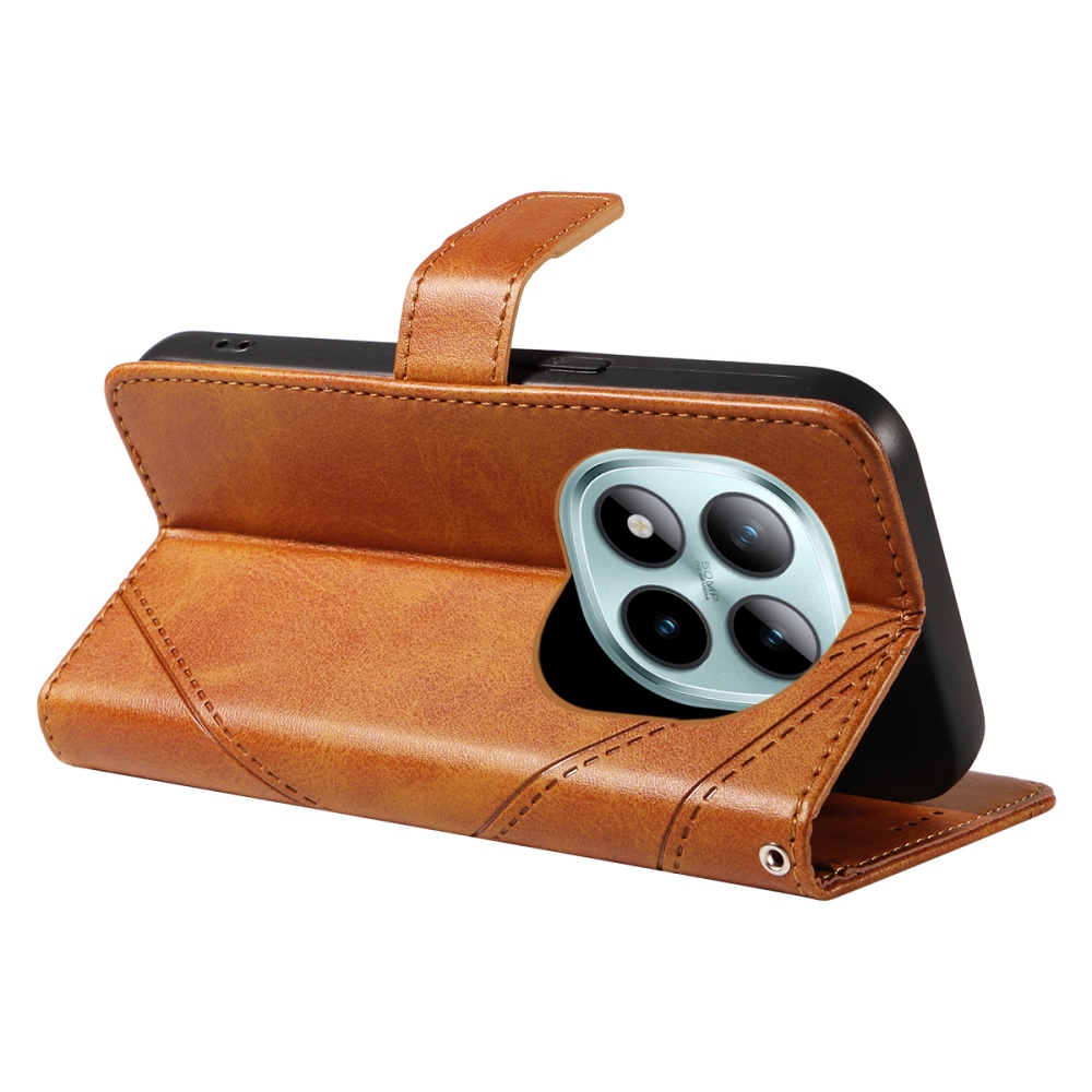 Lines knížkové pouzdro na Xiaomi Redmi Note 15 Pro+ 5G - hnědé