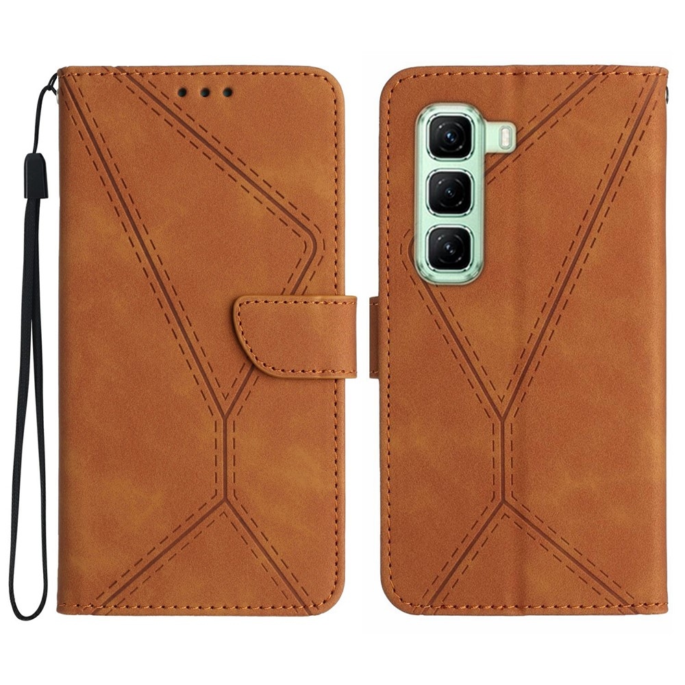 Linesy knížkové pouzdro na Infinix Hot 50 Pro+ - hnědé