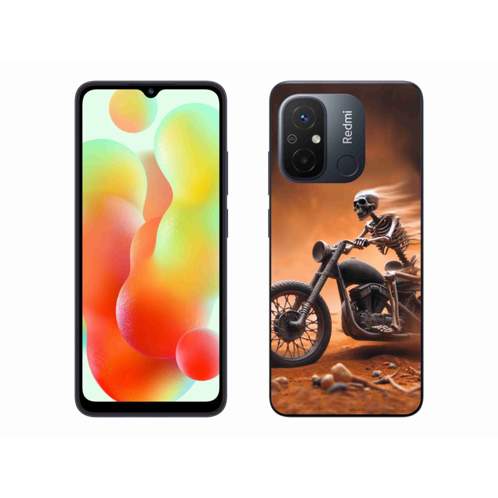 Gelový kryt mmCase na Xiaomi Redmi 12C - kostra na motorce