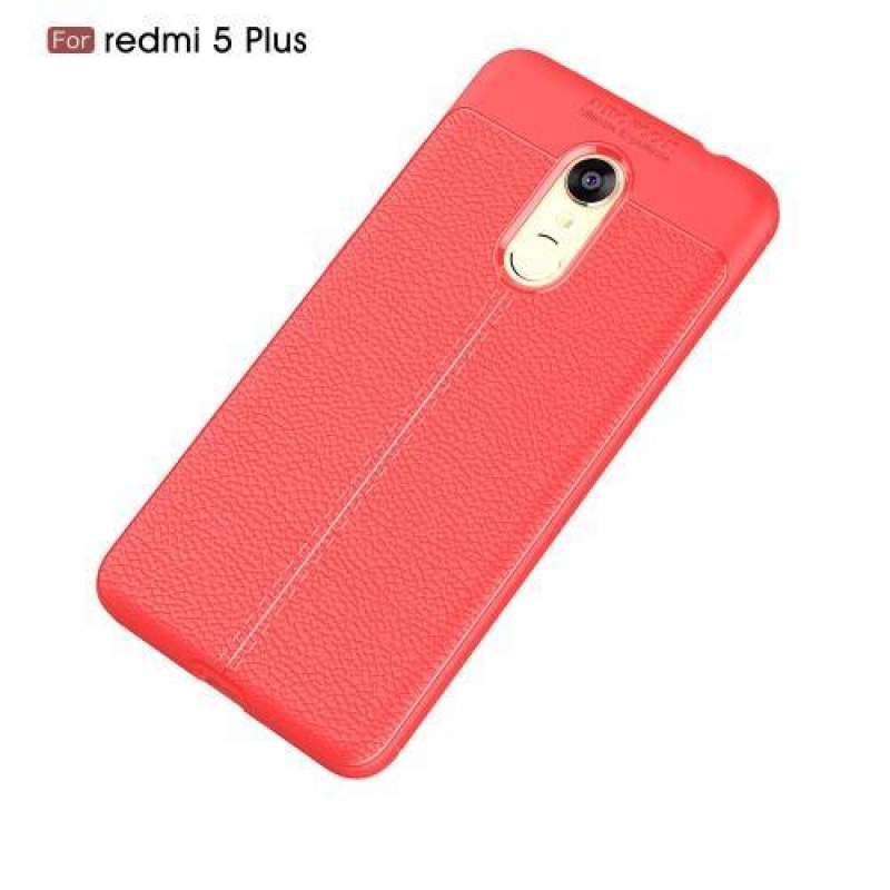 Litch odolný gelový obal s texturou na Xiaomi Redmi 5 Plus - červený