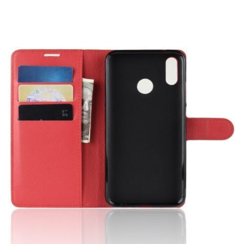 Litch PU kožené peněženkové pouzdro na mobil Honor 10 Lite a Huawei P Smart (2019) - červené