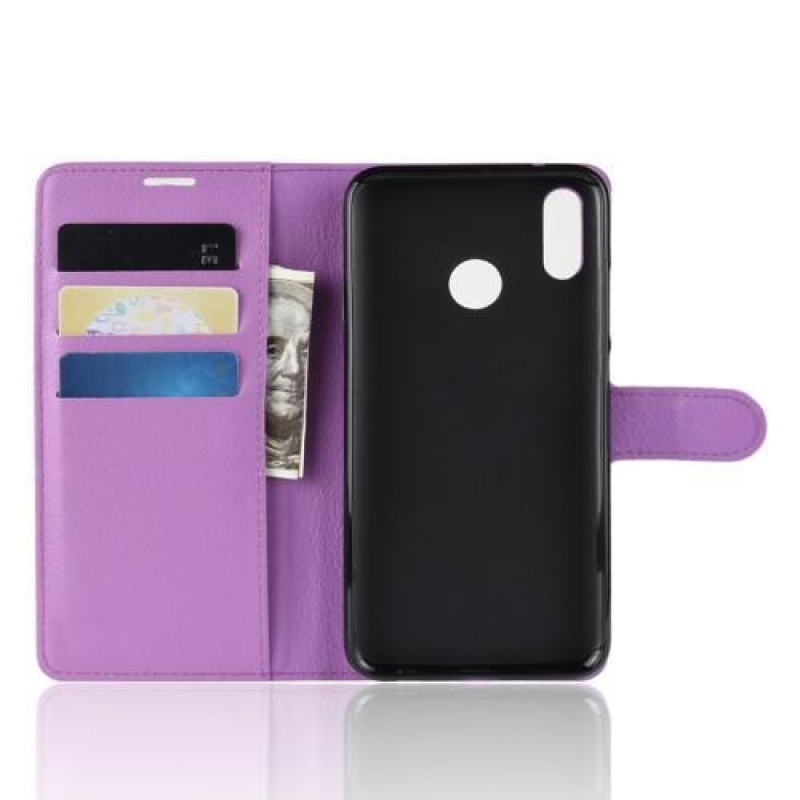 Litch PU kožené peněženkové pouzdro na mobil Honor 10 Lite a Huawei P Smart (2019) - fialové