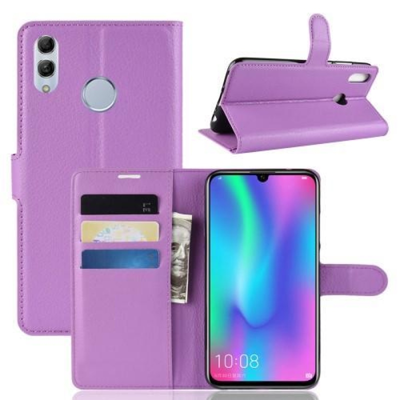 Litch PU kožené peněženkové pouzdro na mobil Honor 10 Lite a Huawei P Smart (2019) - fialové